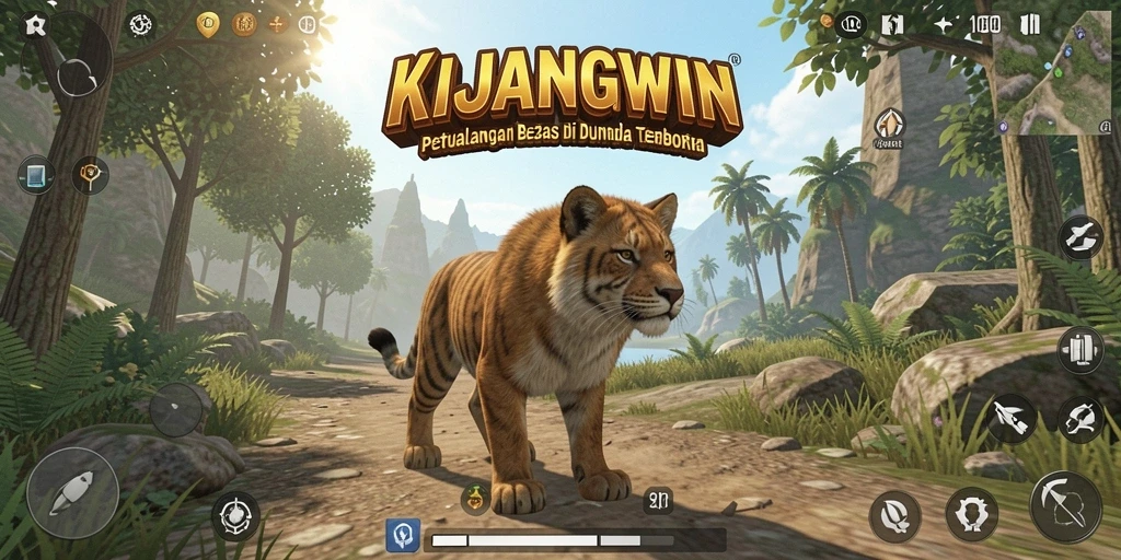 Screenshot dari gameplay KIJANGWIN yang menampilkan dunia terbuka yang menawan.